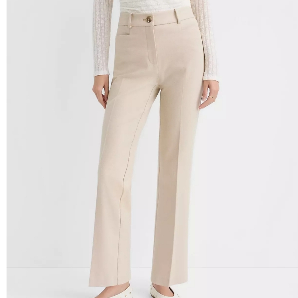 LOFT Taupe Parker Straight-Leg Trousers